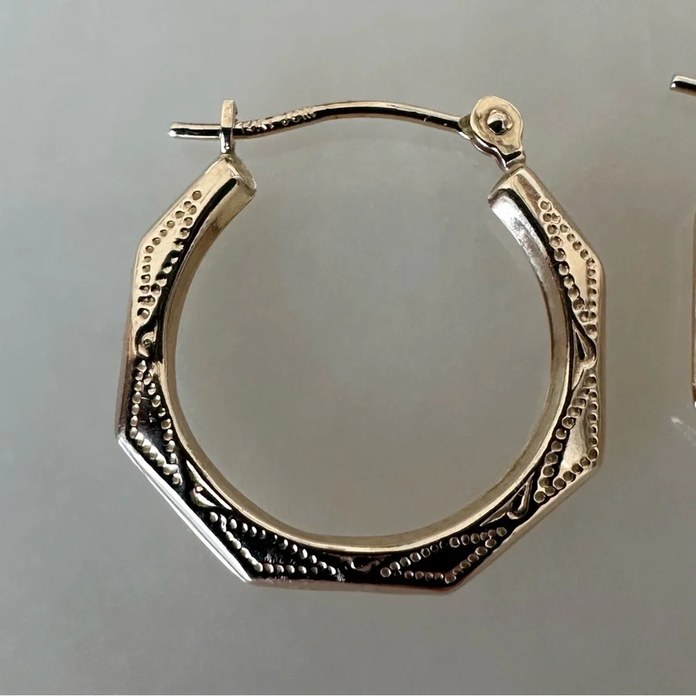 14k Solid Gold Hoop Earrings - Picture 12 of 16